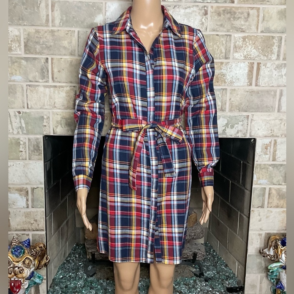 VTG Amaro Plaid Shirt Dress Rare Brand Made in Brazil EU Sz 38 US Sz 6 EUC